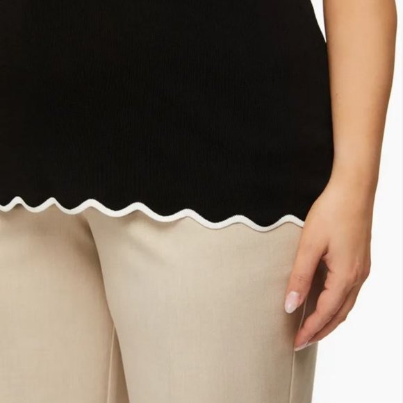 LAURA: Scallop Detail Cami - black with white trim - Picture 6 of 11